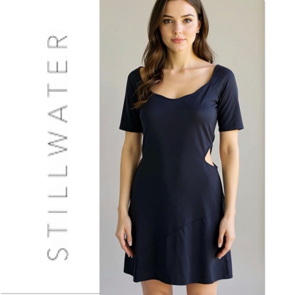 Stillwater Side Cut Out Mini Dress Black Size Small - Picture 1 of 9